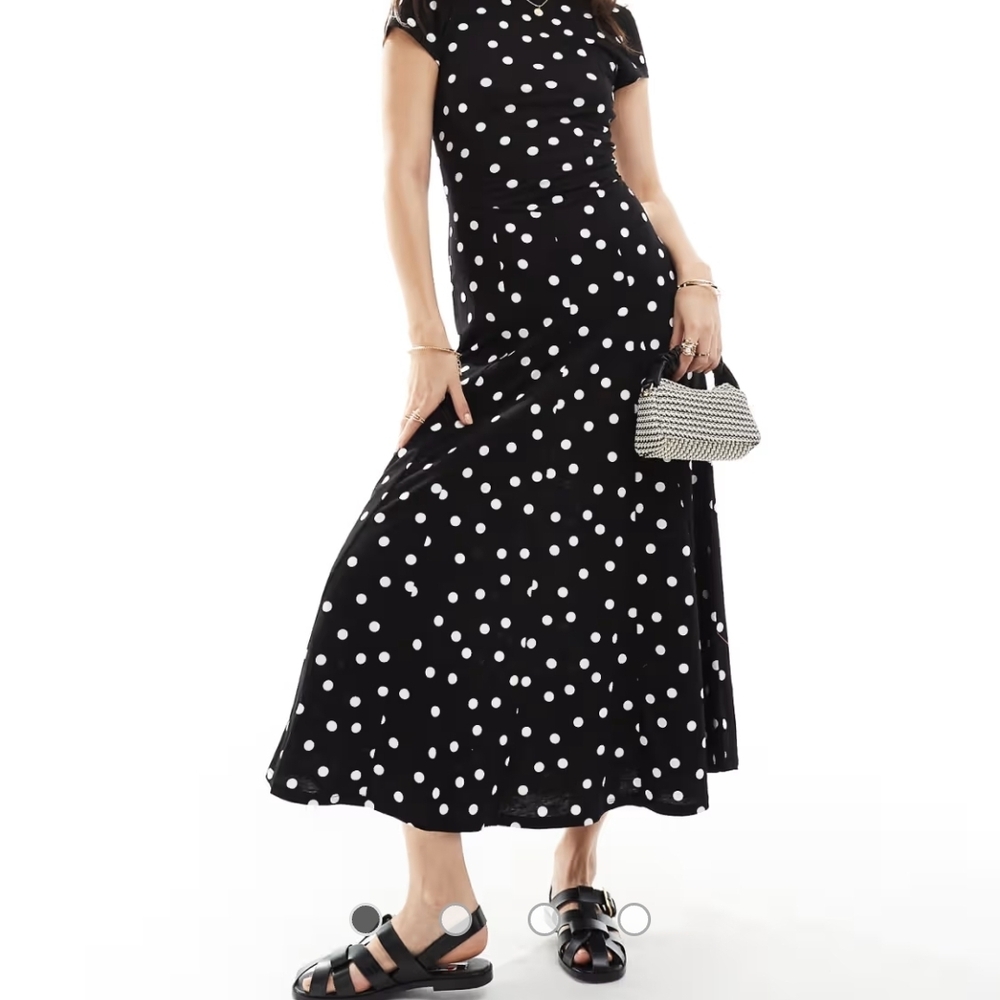 H&M Black and White Polka Dot Maxi Dress